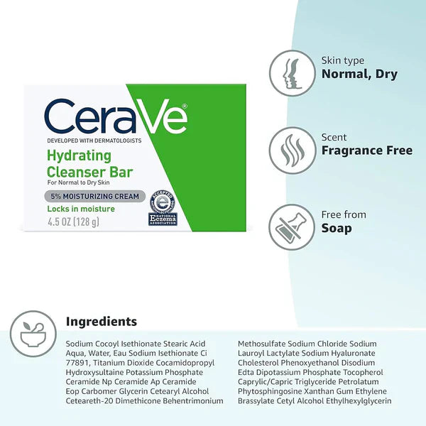 CeraVe Hydrating Cleanser Bar – 128g