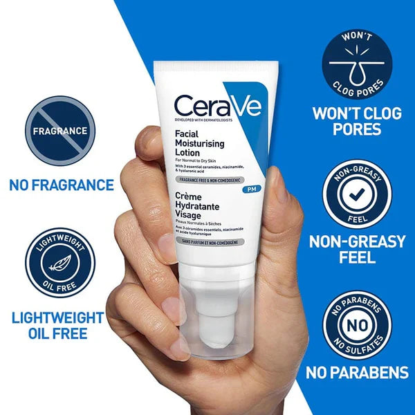 CeraVe PM Facial Moisturizing Lotion For Normal To Dry Skin